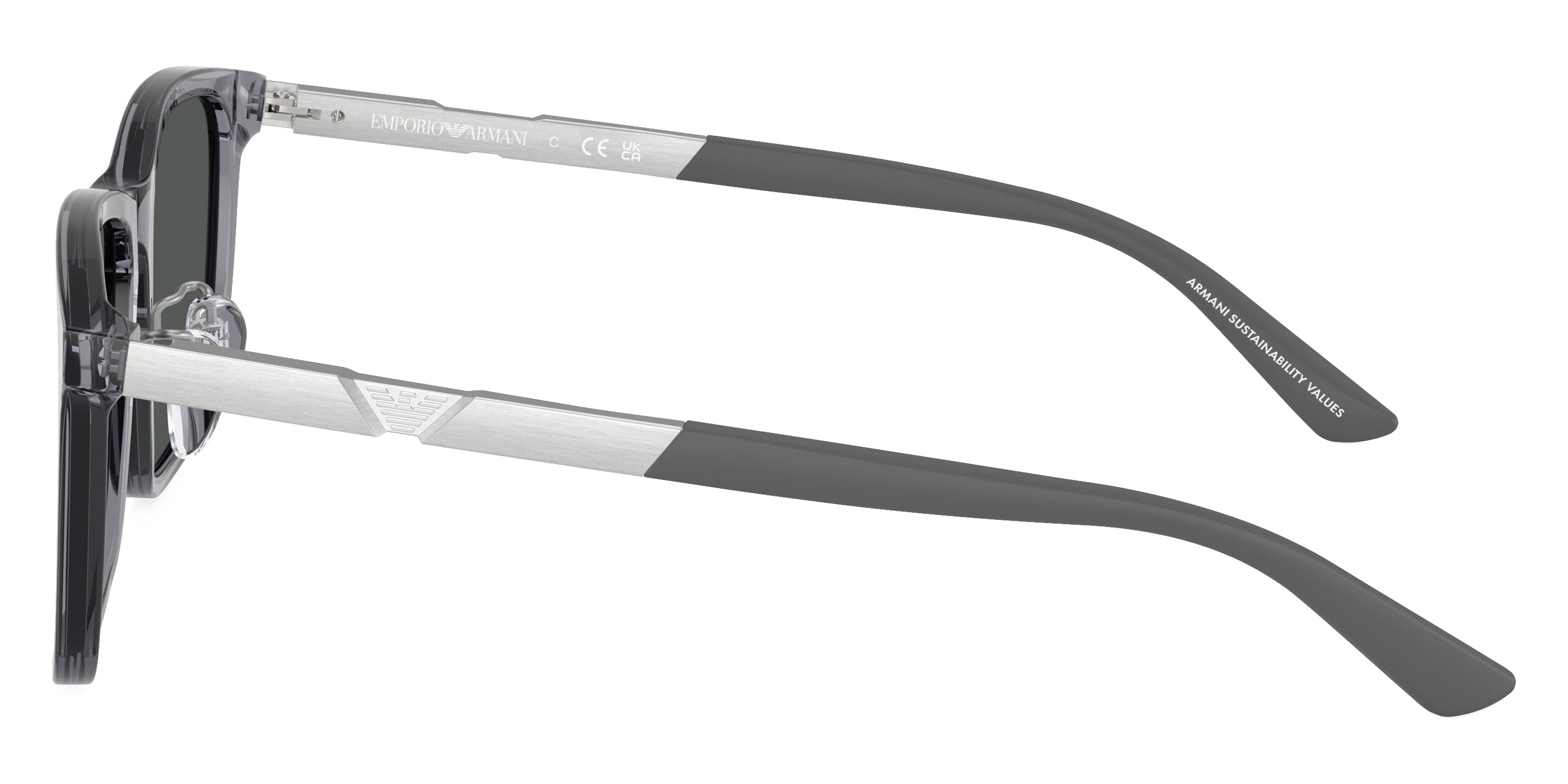 EMPORIO ARMANI SUNGLASSES - EA4241D 620687 57 - Shiny Transparent Gray/Aluminium