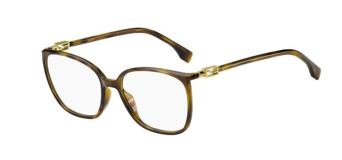 FENDI NWOB Women\'s Gold & Bronze‎ Brown Logo Eyeglasses Fendi optical frames Eyeglasses Fendi FF 0233 0086 Dark Havana / 00 Demo Lens at  main image 3