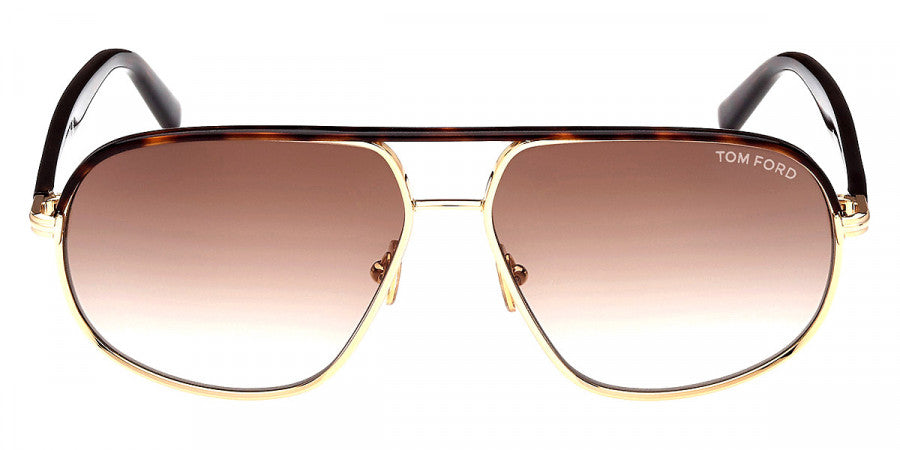 Tom Ford™ FT1019 Maxwell 30F 59 - Shiny Deep Gold/Shiny Dark Havana/T Logo