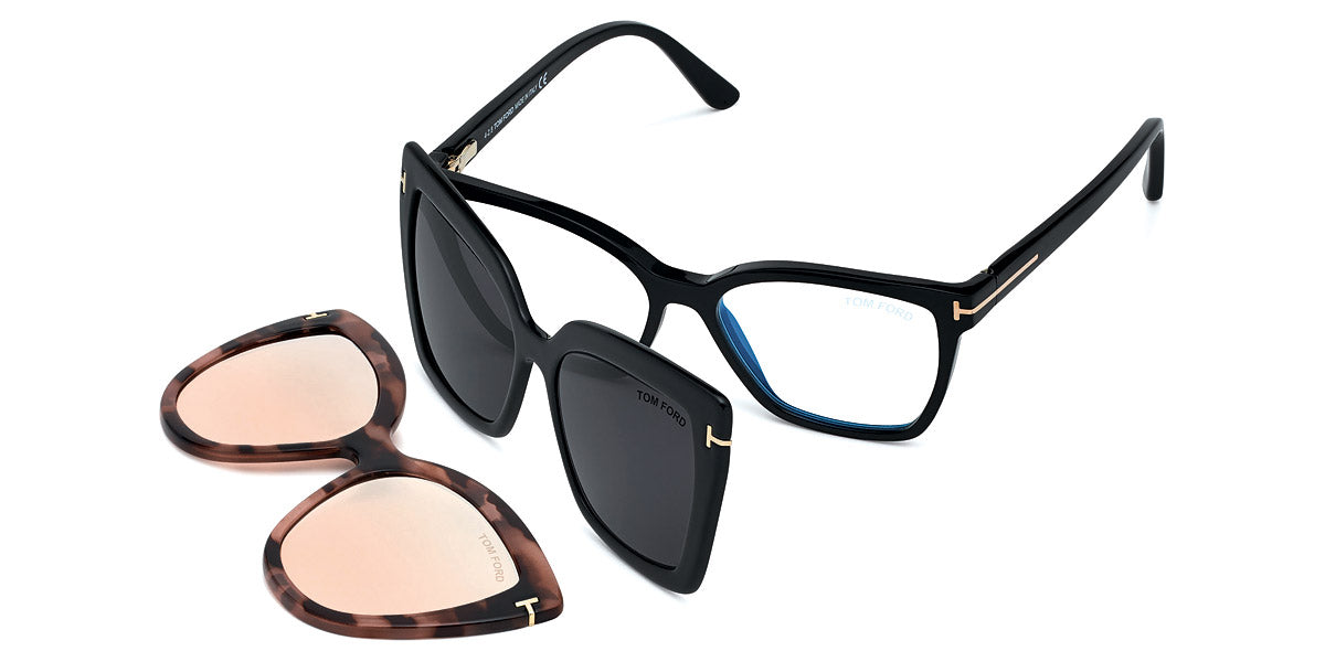 Tom Ford™ FT5641-B 001 53 - Black & Black & Smoke/Pink Havana