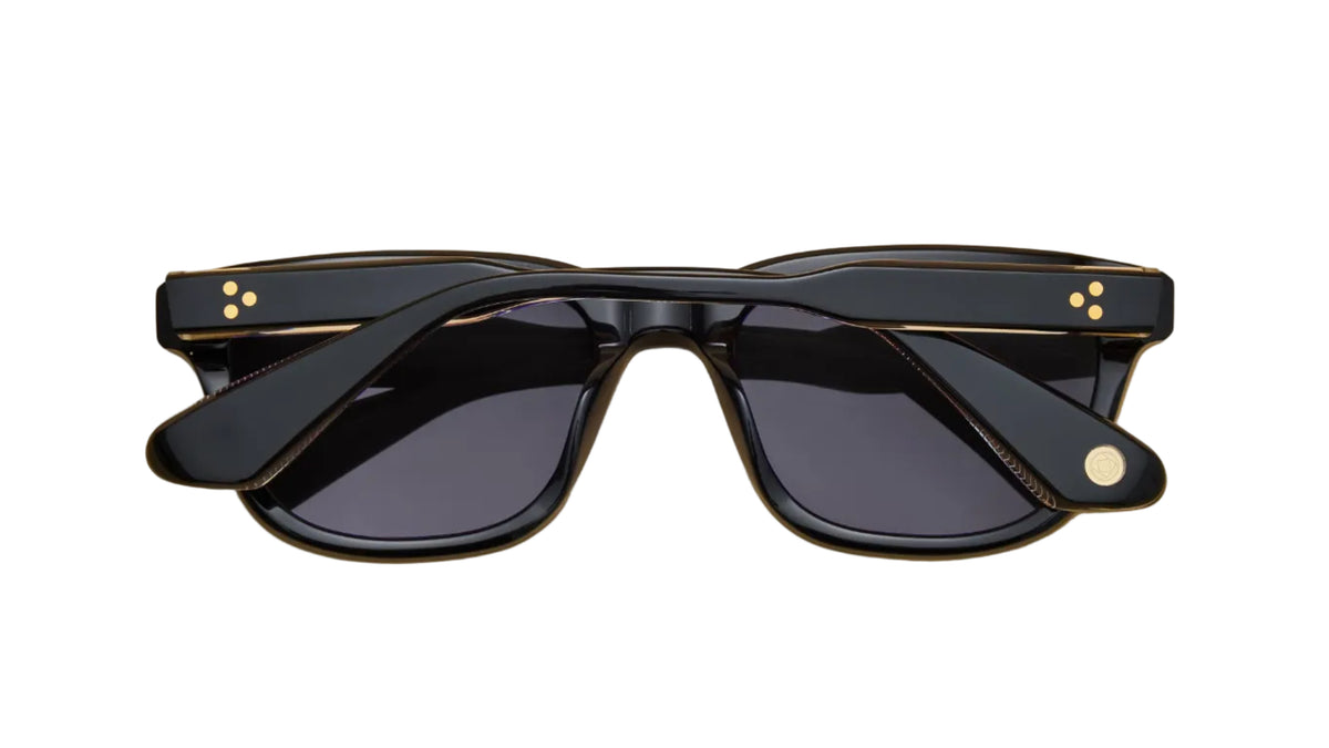 LUNETTERIE GENERALE SUNGLASSES - AESTHETE BLACK/14K GOLD SOLID GREEN 54