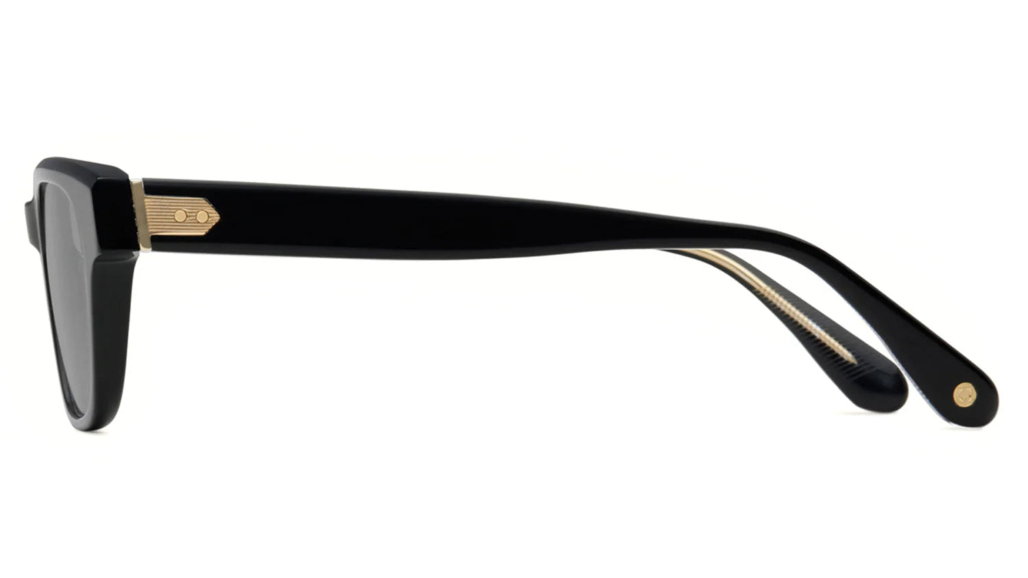 LUNETTERIE GENERALE SUNGLASSES - AESTHETE  BLACK/14K  GOLD SOLID GREY 54