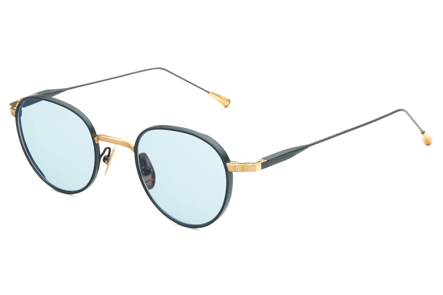LUNETTERIE GENERALE SUNGLASSES - CAFE RACER 18K GOLD & BLUE SOLID BLUE 47