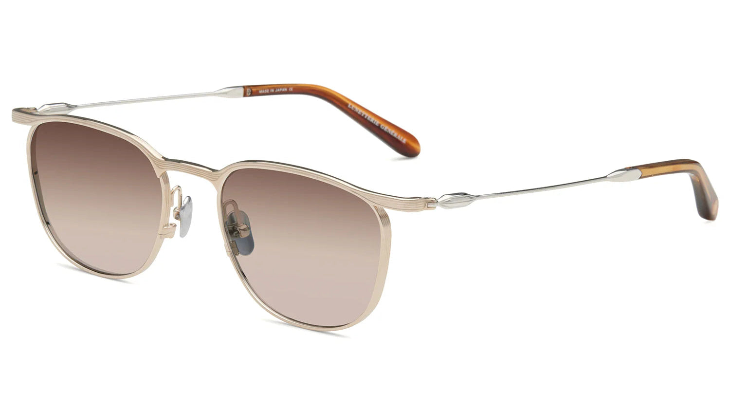 LUNETTERIE GENERALE SUNGLASSES - ELDORADO WHITE GOLD/PALLADIUM & AMBER TORTOISE 52