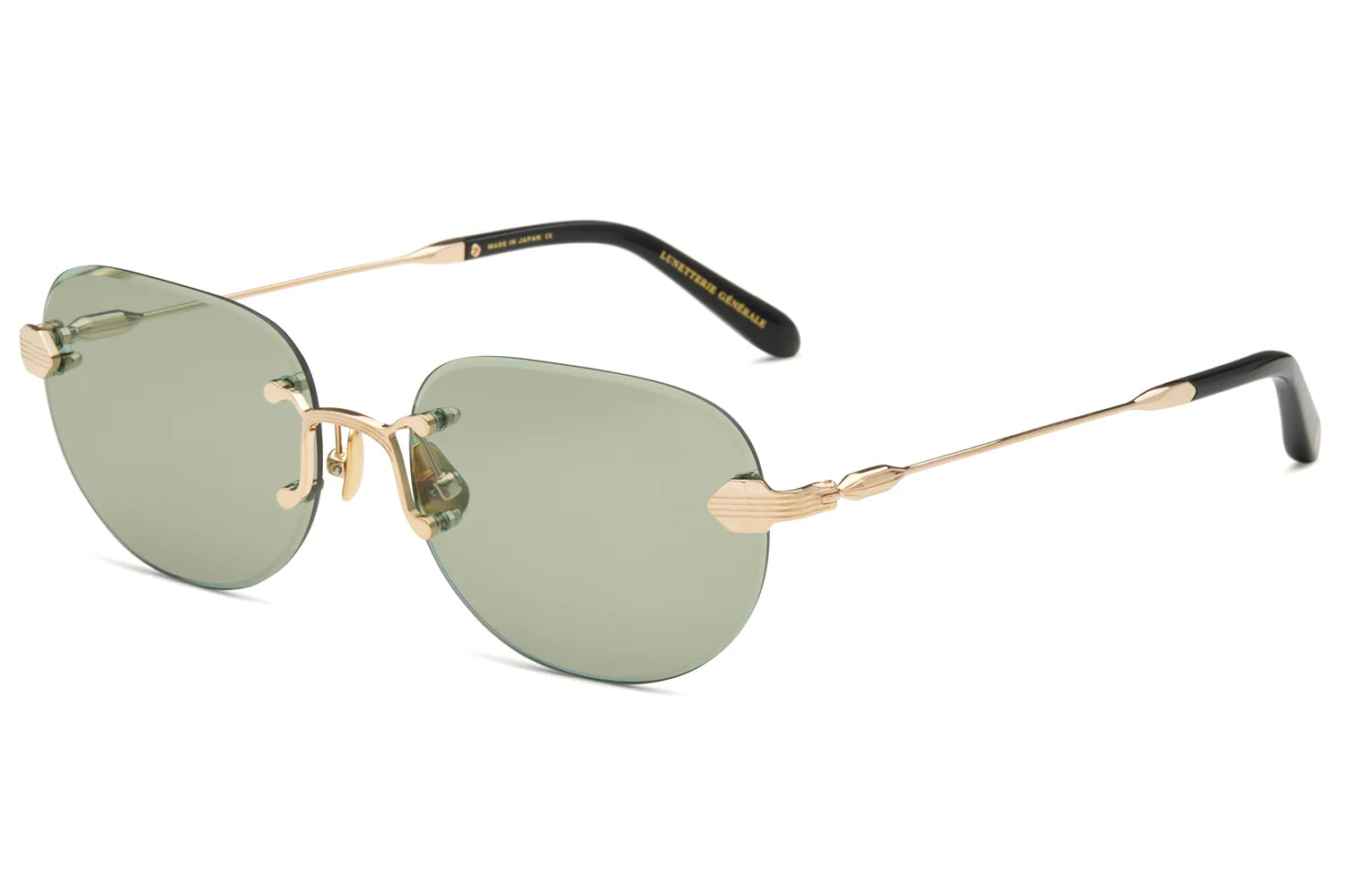 LUNETTERIE GENERALE SUNGLASSES - LOST IN TRANSLATION BLACK/18K GOLD/GREEN 56