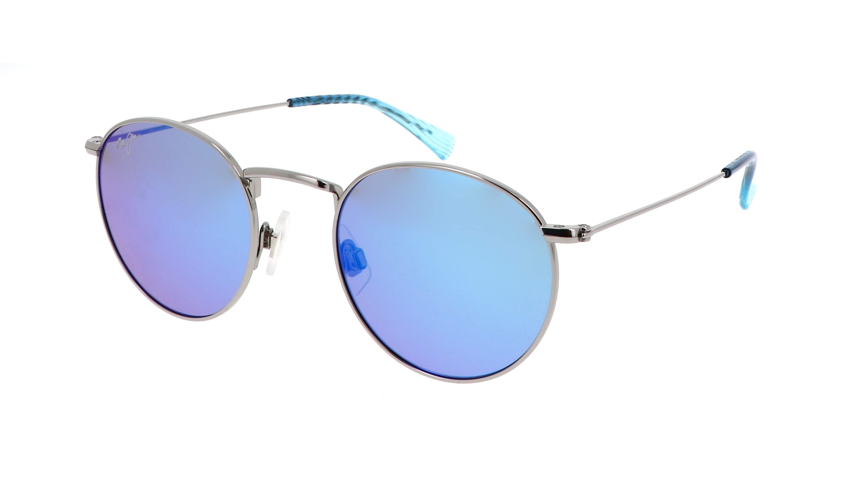 MAUI JIM SUNGLASSES - B667  17B BLUE HAWAII PUKAUA SHINY SIL W/ BLUE