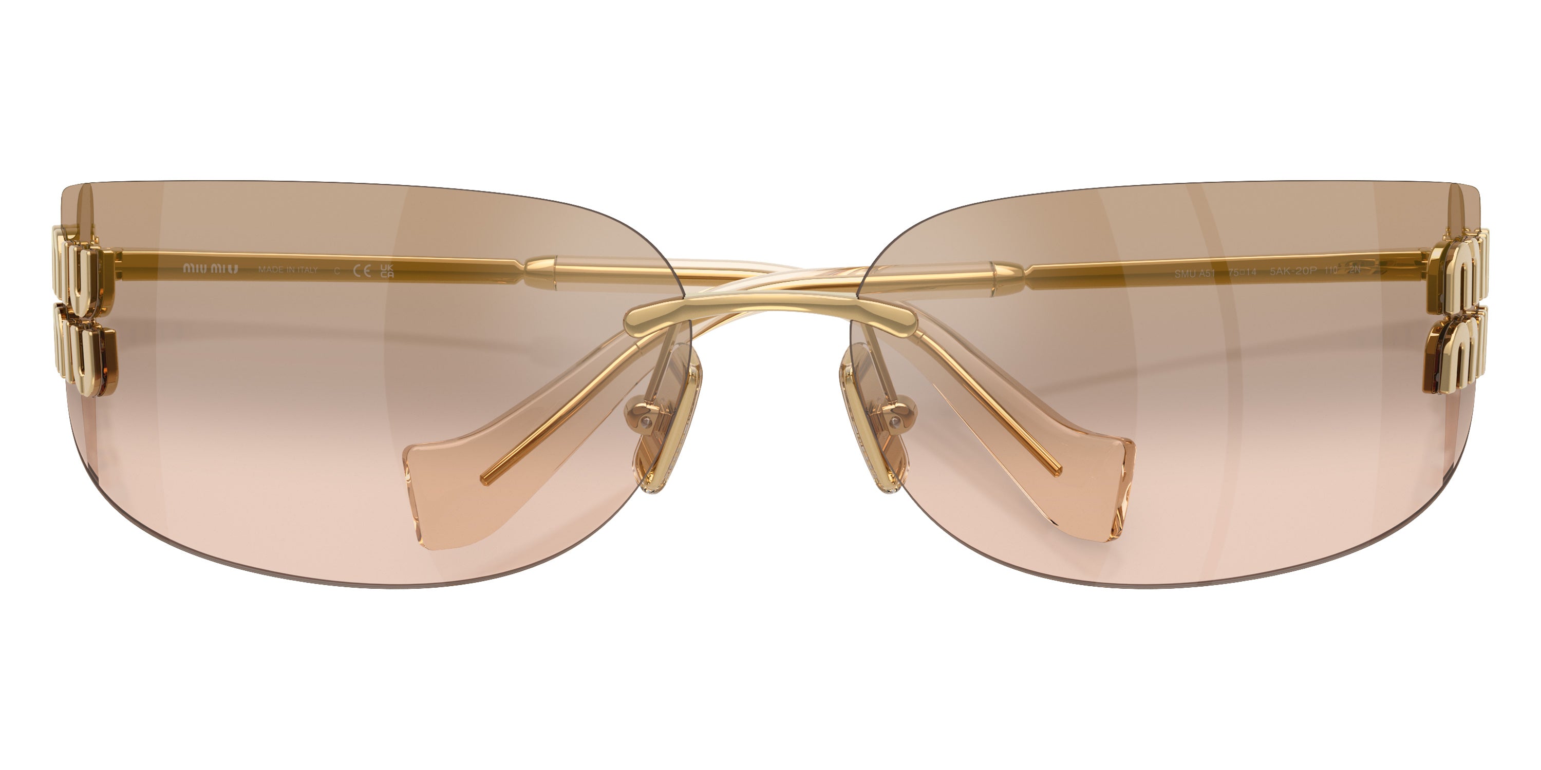 MIU MIU SUNGLASSES LOGO - MU A51S 5AK20P 75 - Gold