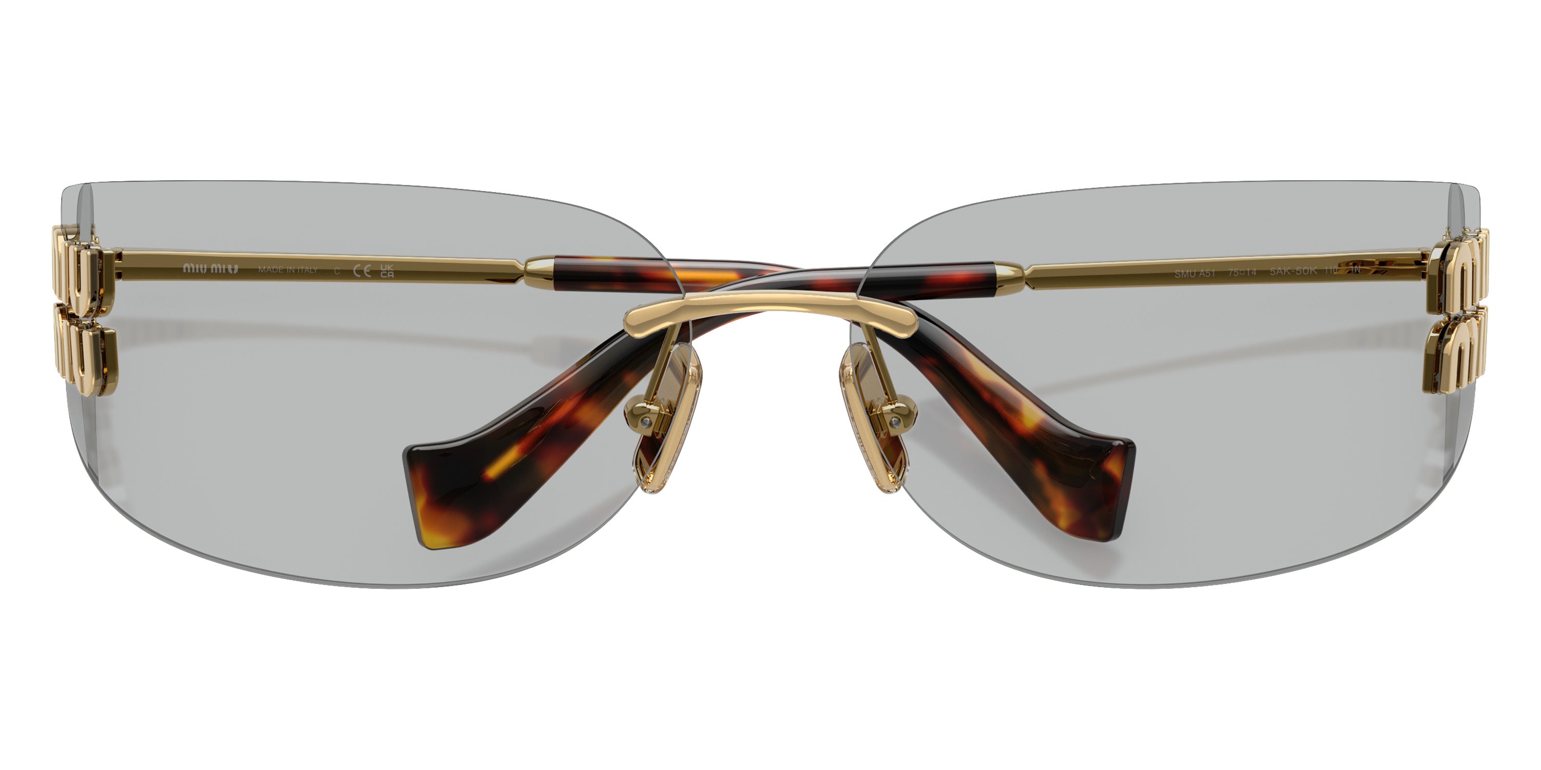 MIU MIU SUNGLASSES LOGO - MU A51S 5AK50K 75 - Gold