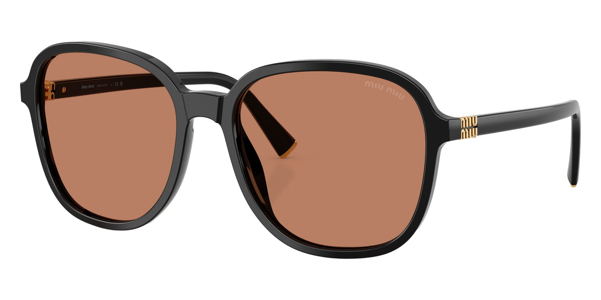 New MIU MIU Sunglasses MU B01S 16K90Q Black Brown Lens Oversized Pillow Square Miu Miu Square Black Pilot Acetate Frame Sunglasses with  main image 3