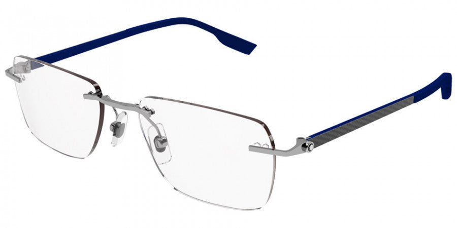 MONTBLANC EYEGLASSES - MB0185O 002 55 - Silver/Blue