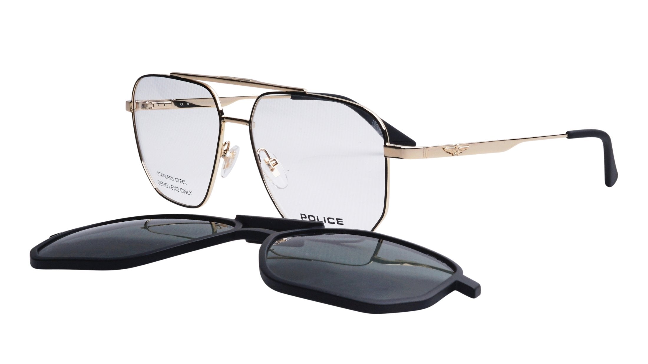 POLICE EYEGLASSES ORIGINS LITE 39 CLIP-ON - UPLU55 302P 57