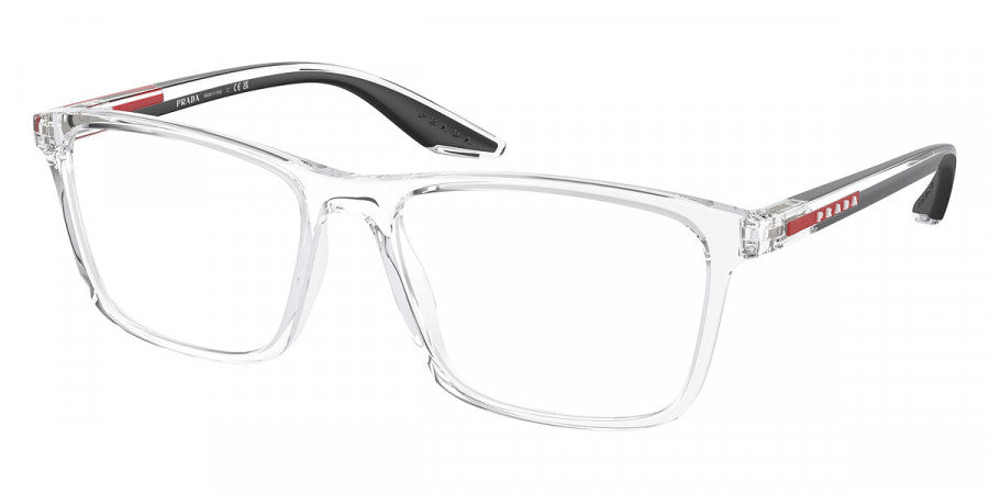 PRADA LINEA ROSSA EYEGLASSES - PS 01QV 2AZ1O1 56 - Crystal/Black Rubber