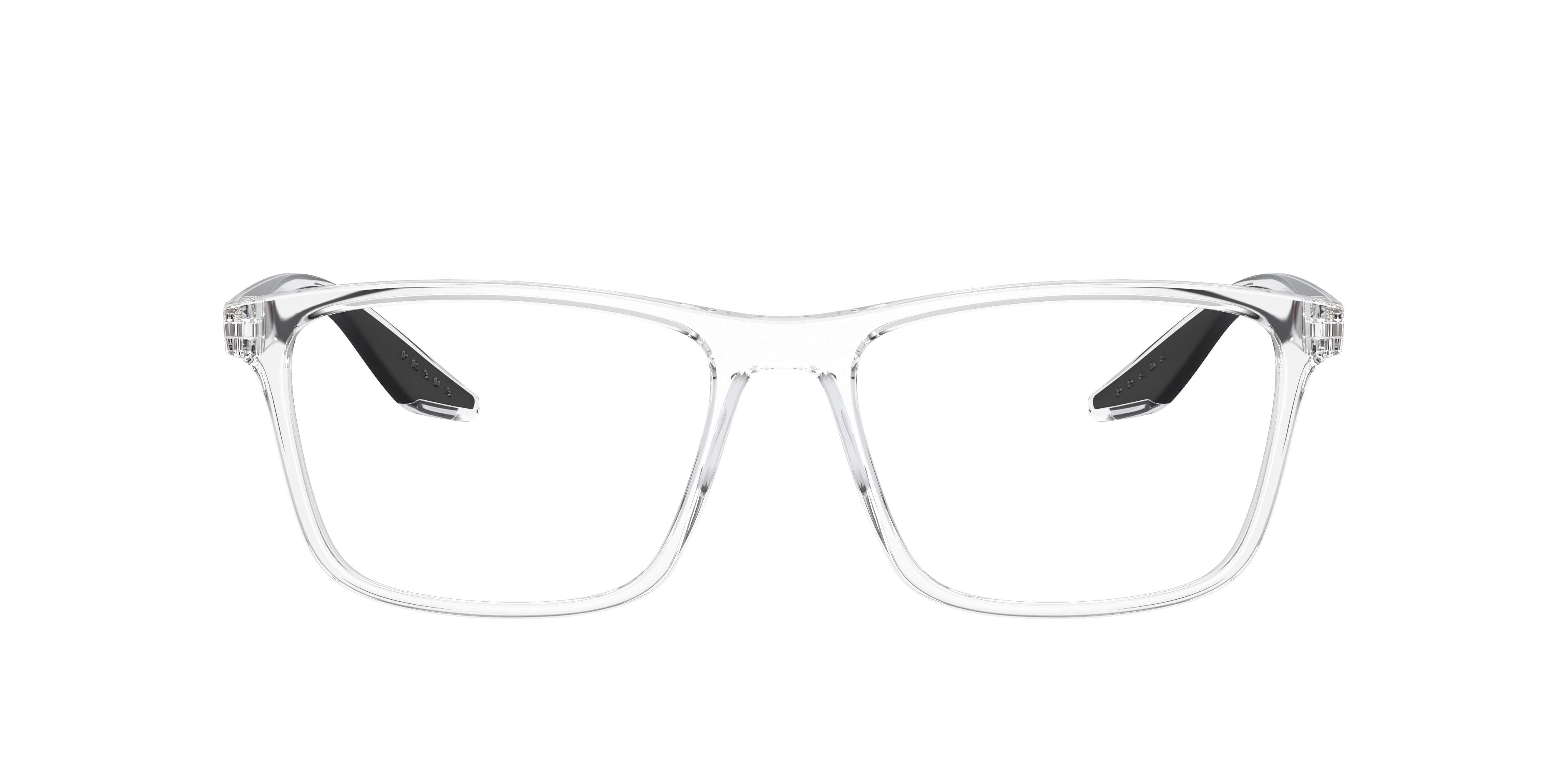 PRADA LINEA ROSSA EYEGLASSES - PS 01QV 2AZ1O1 56 - Crystal/Black Rubber