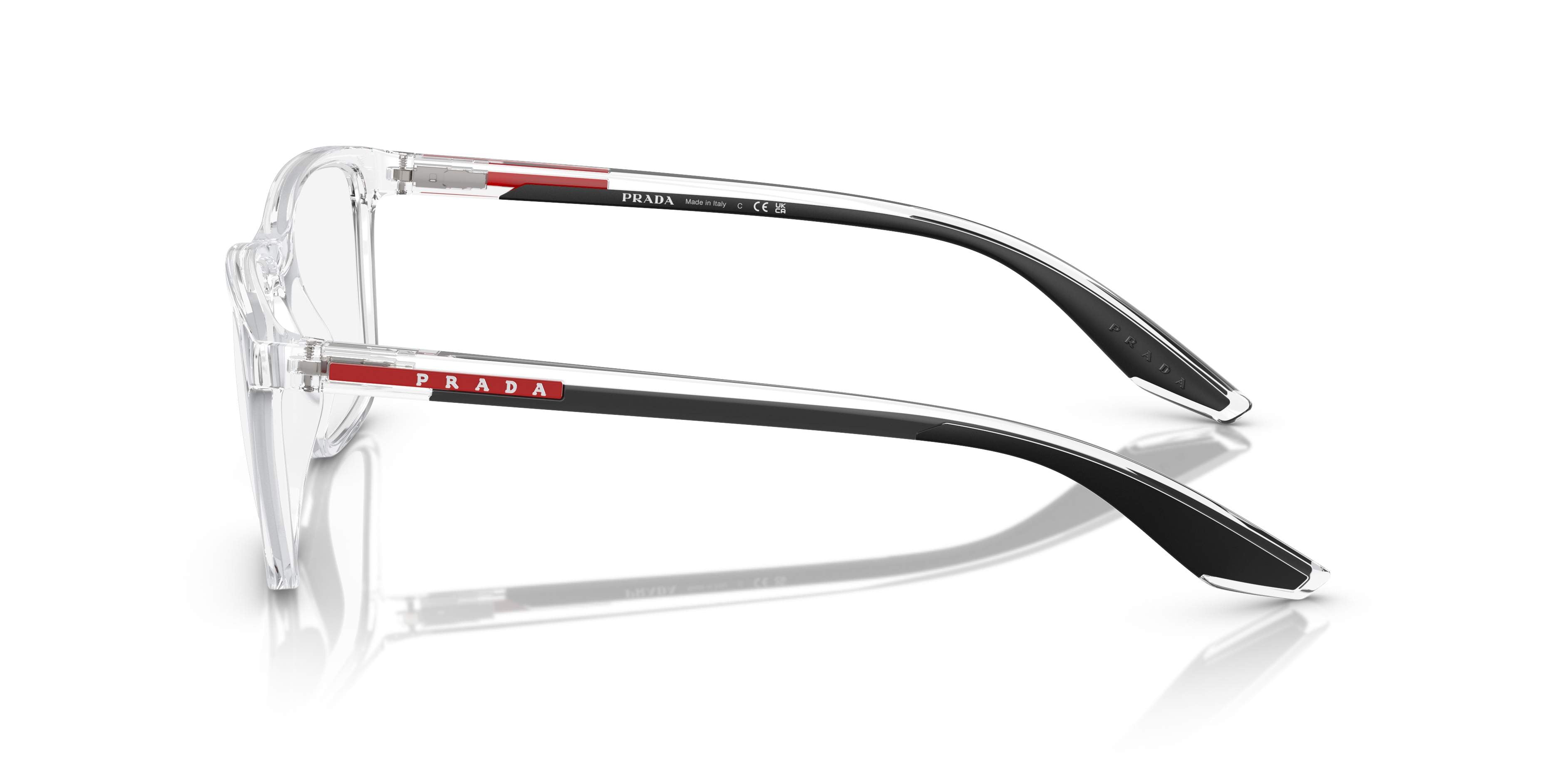 PRADA LINEA ROSSA EYEGLASSES - PS 01QV 2AZ1O1 56 - Crystal/Black Rubber