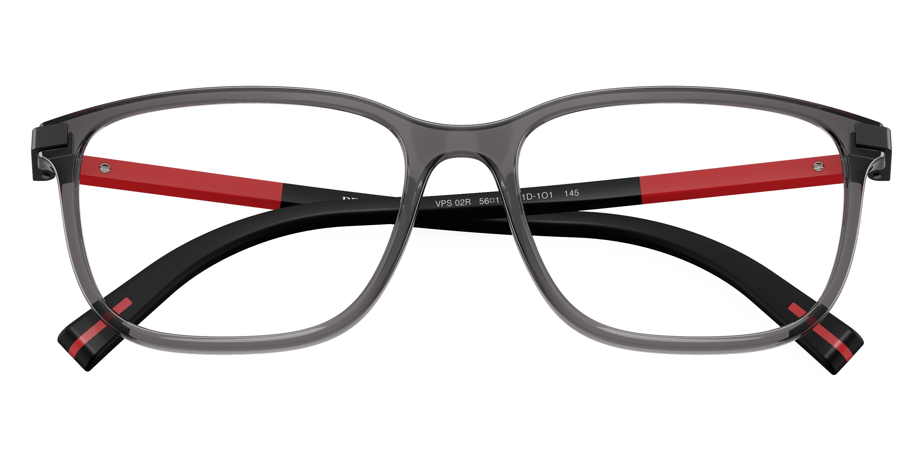 PRADA LINEA ROSSA EYEGLASSES - PS 02RV 01D1O1 54 - Transparent Anthracite/Red Black Rubber