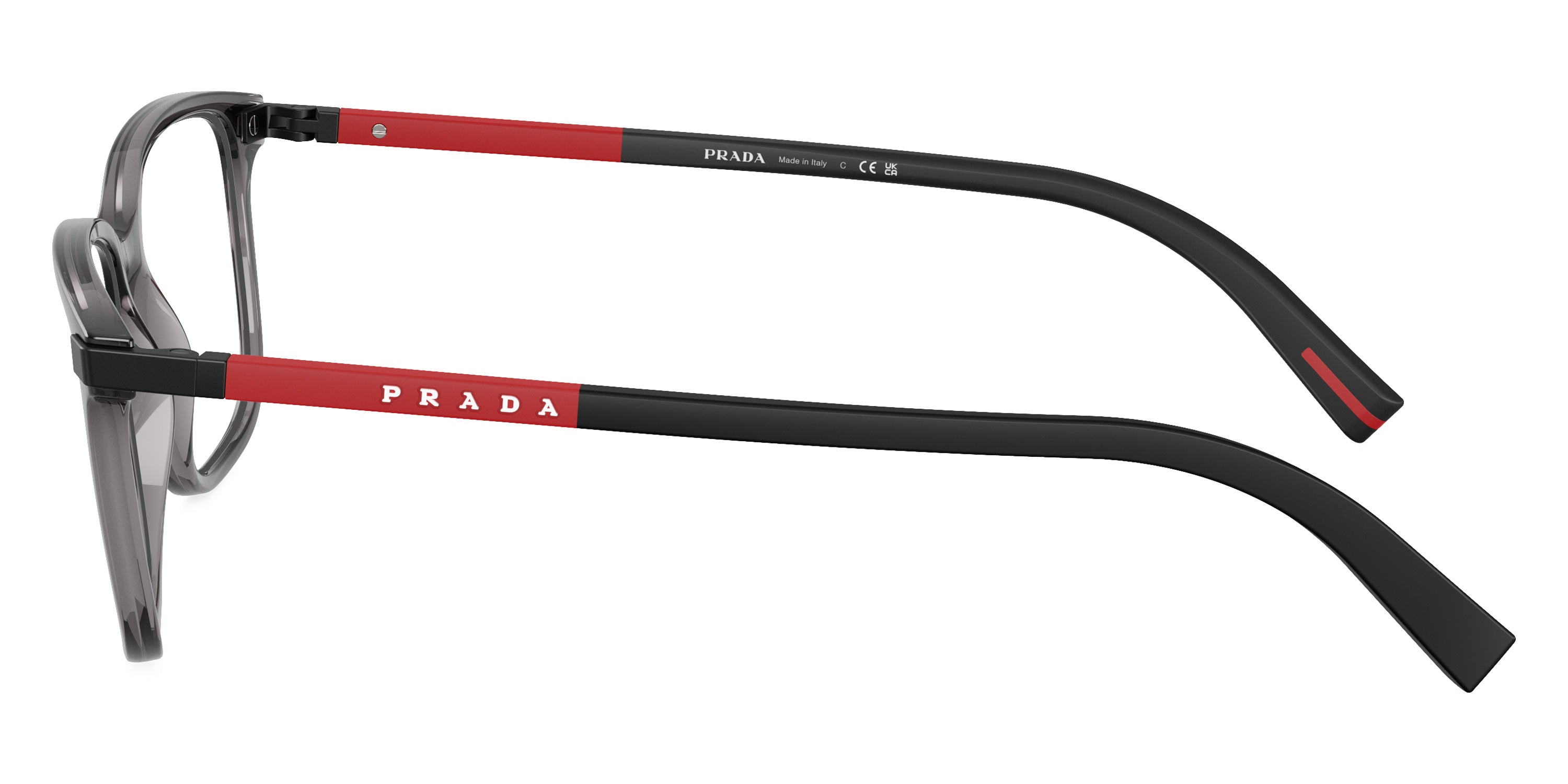 PRADA LINEA ROSSA EYEGLASSES - PS 02RV 01D1O1 54 - Transparent Anthracite/Red Black Rubber