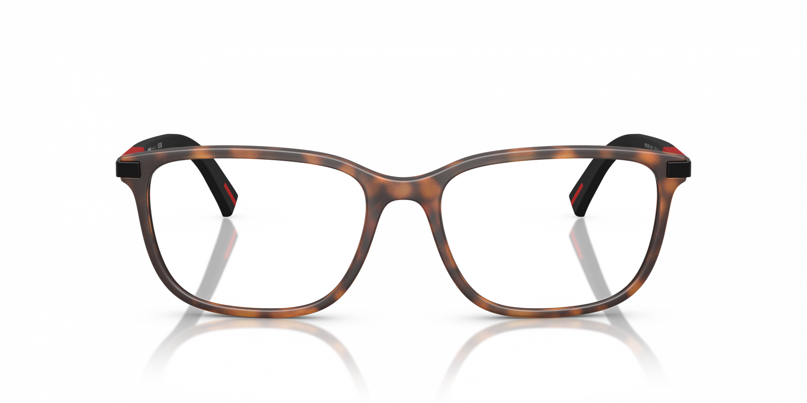 PRADA LINEA ROSSA EYEGLASSES - PS 02RV 17X1O1 56 - Dark Tortoise Rubber/Red Black Rubber