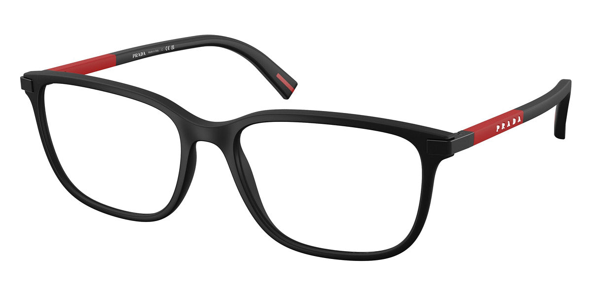 PRADA LINEA ROSSA EYEGLASSES - PS 02RV DG01O1 56 - Black Rubber/Red Black Rubber