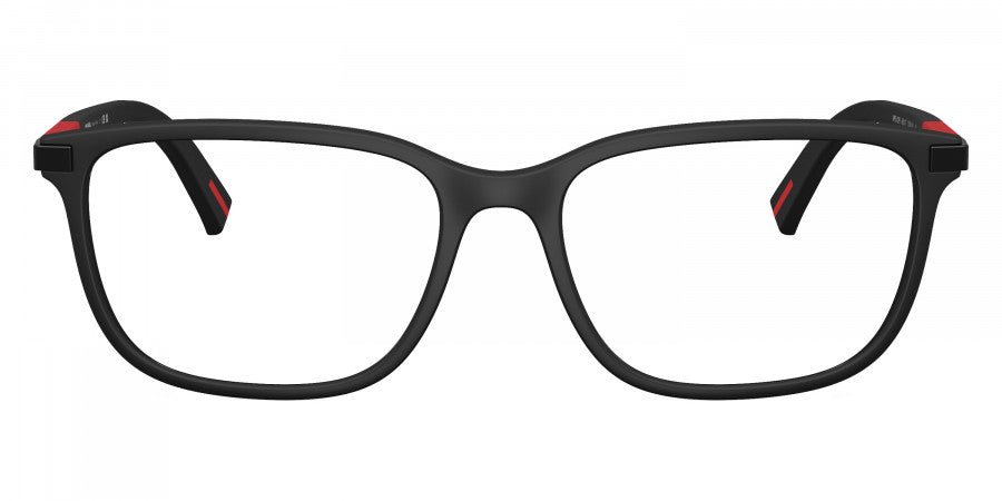 PRADA LINEA ROSSA EYEGLASSES - PS 02RV DG01O1 56 - Black Rubber/Red Black Rubber