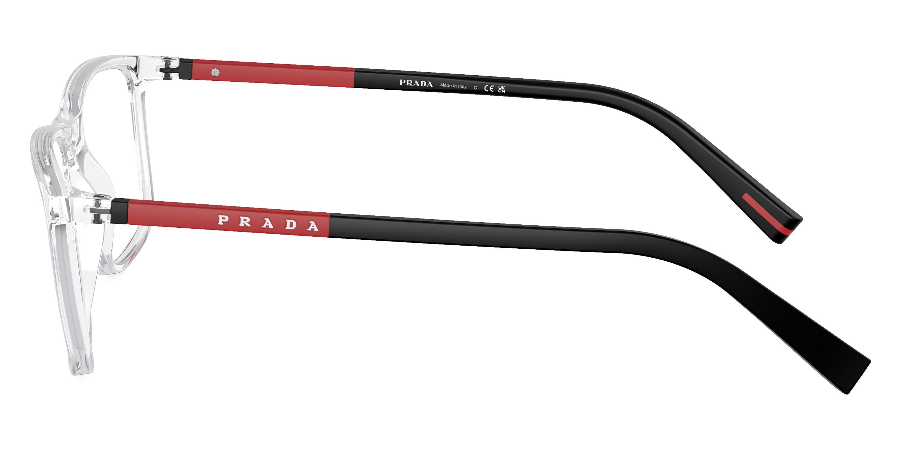 PRADA LINEA ROSSA EYEGLASSES - PS 03QV 2AZ1O1 57 - Crystal/Black Rubbered