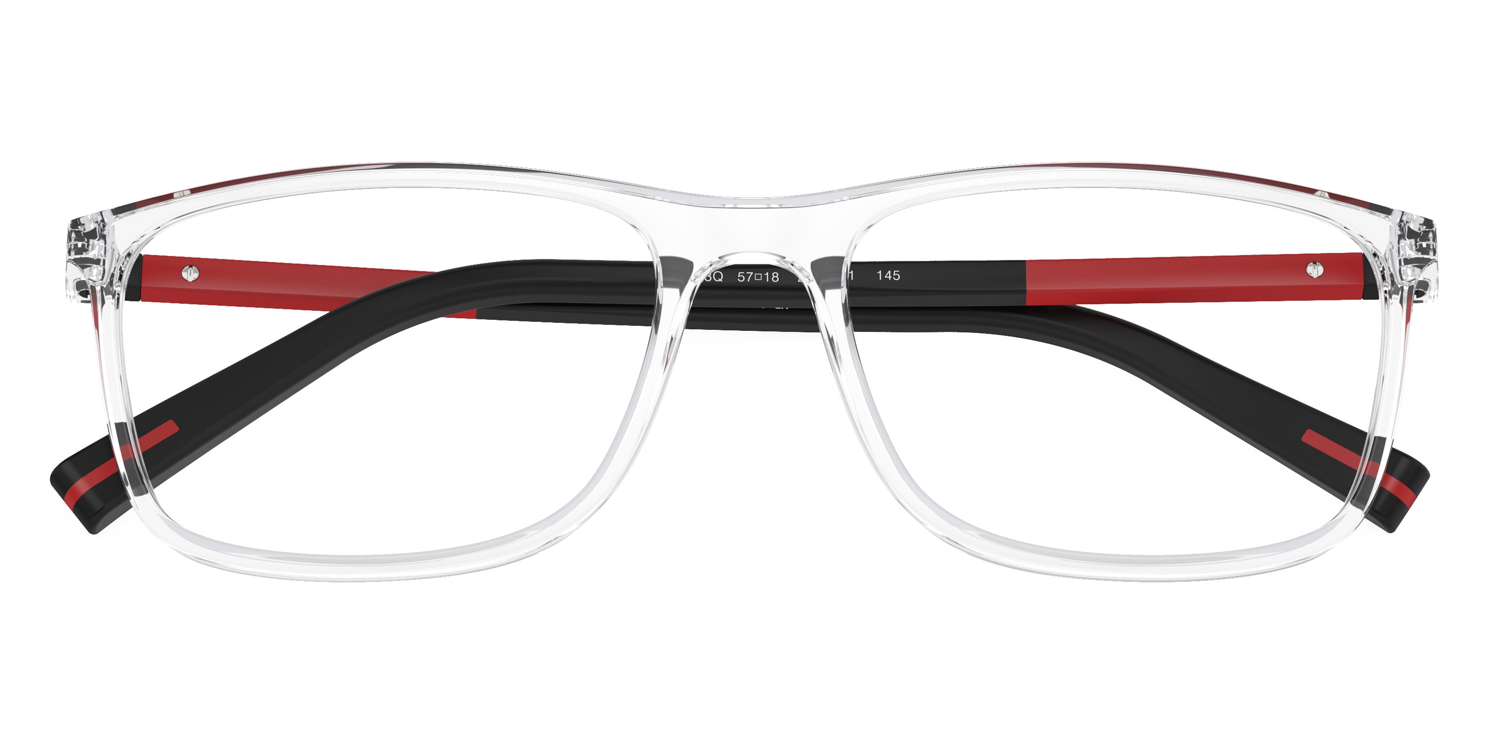 PRADA LINEA ROSSA EYEGLASSES - PS 03QV 2AZ1O1 57 - Crystal/Black Rubbered