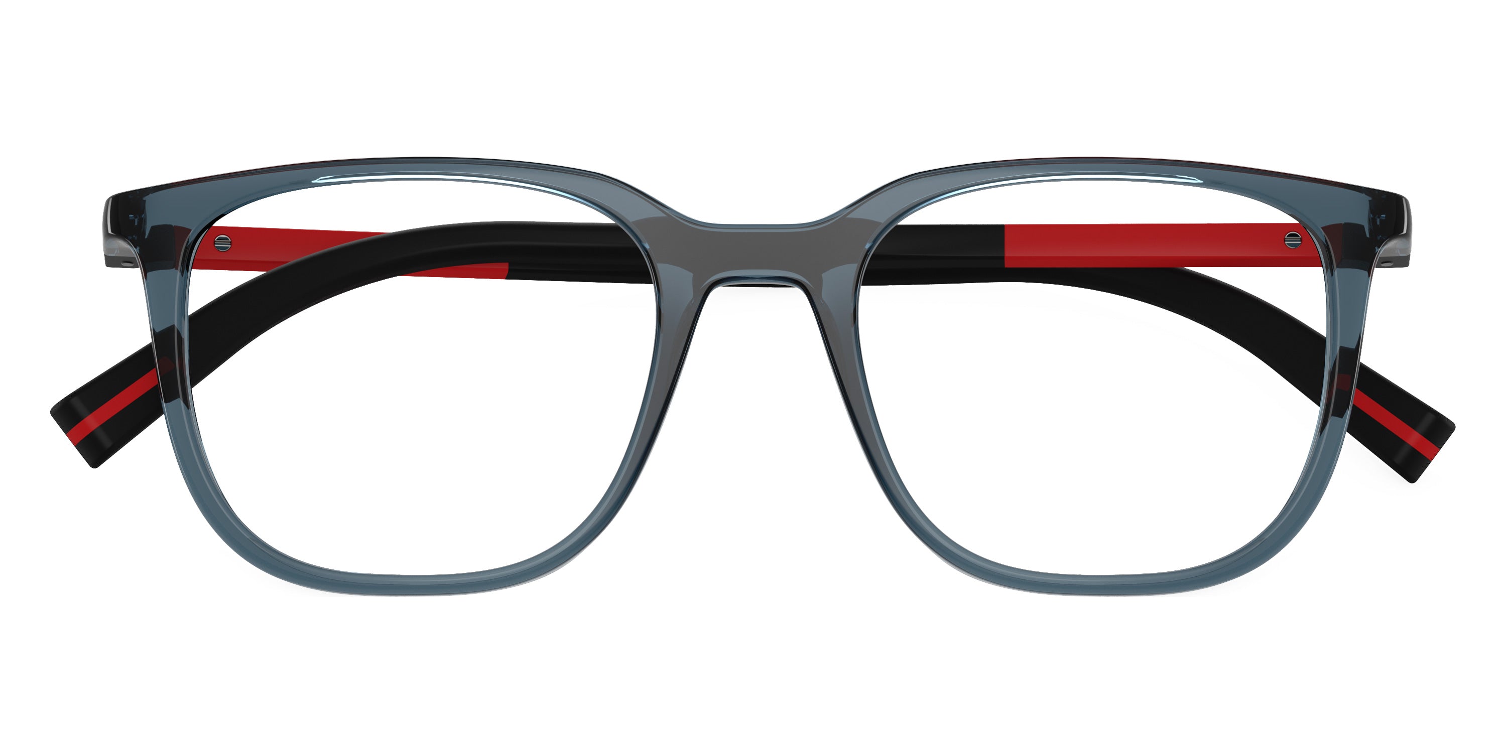 PRADA LINEA ROSSA EYEGLASSES - PS 04RV CZH1O1 50 - Transparent Blue/Black Rubber