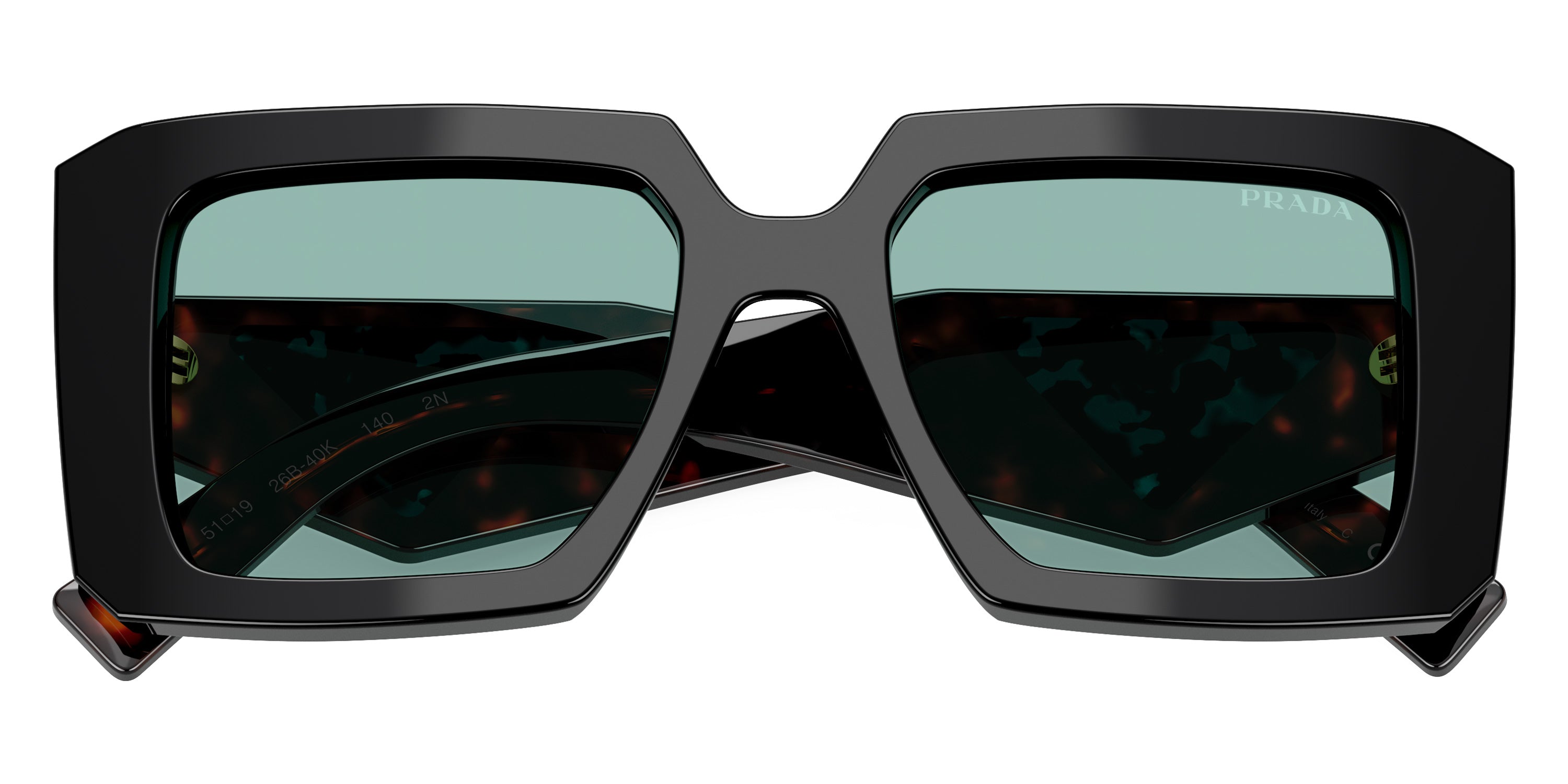 PRADA SUNGLASSES - PR 23YS 26B40K 51 - Black/Root Tortoise/Teal Tortoise