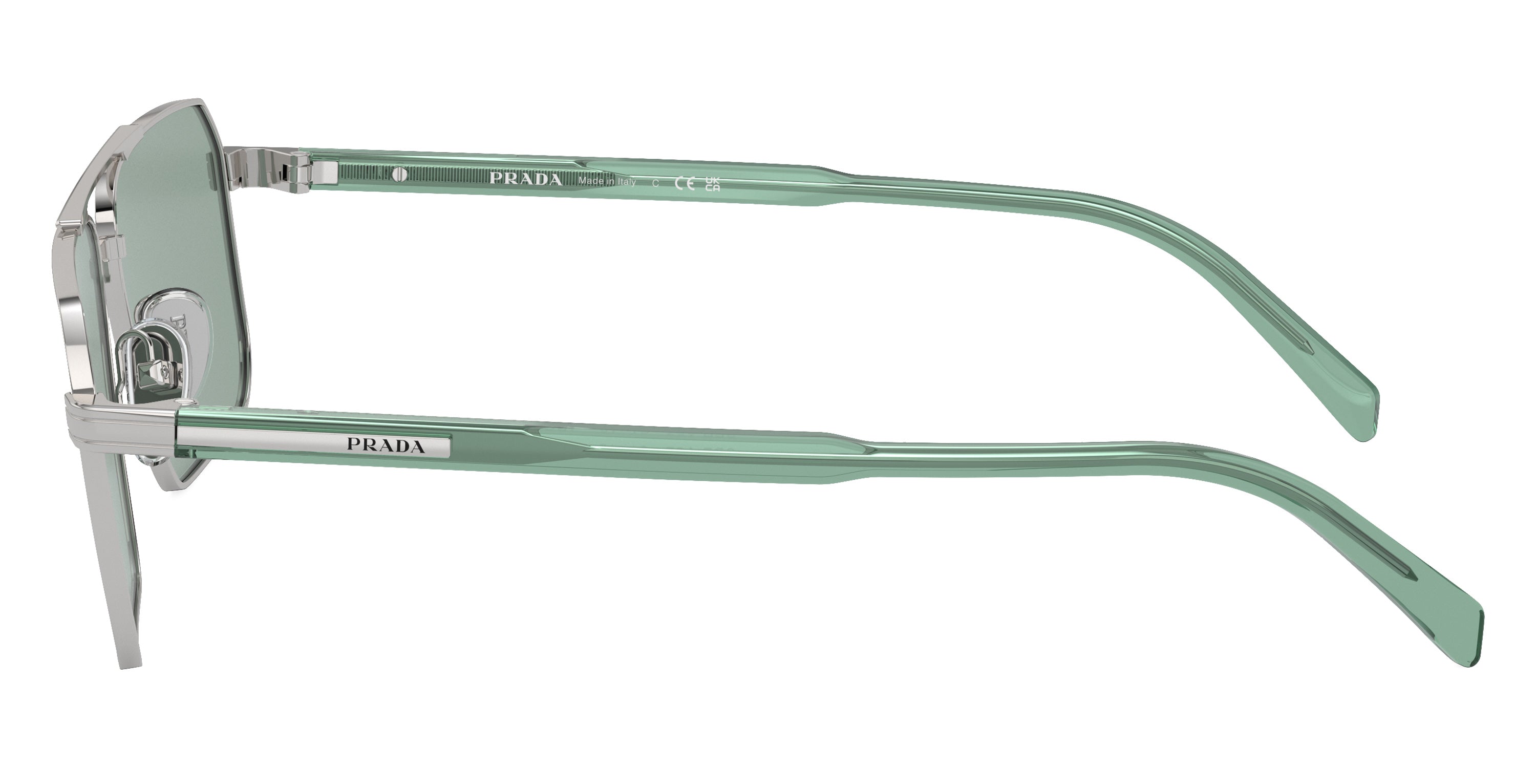 PRADA SUNGLASSES - PR A57S 1BC10G 58 - Silver/Transparent Sage
