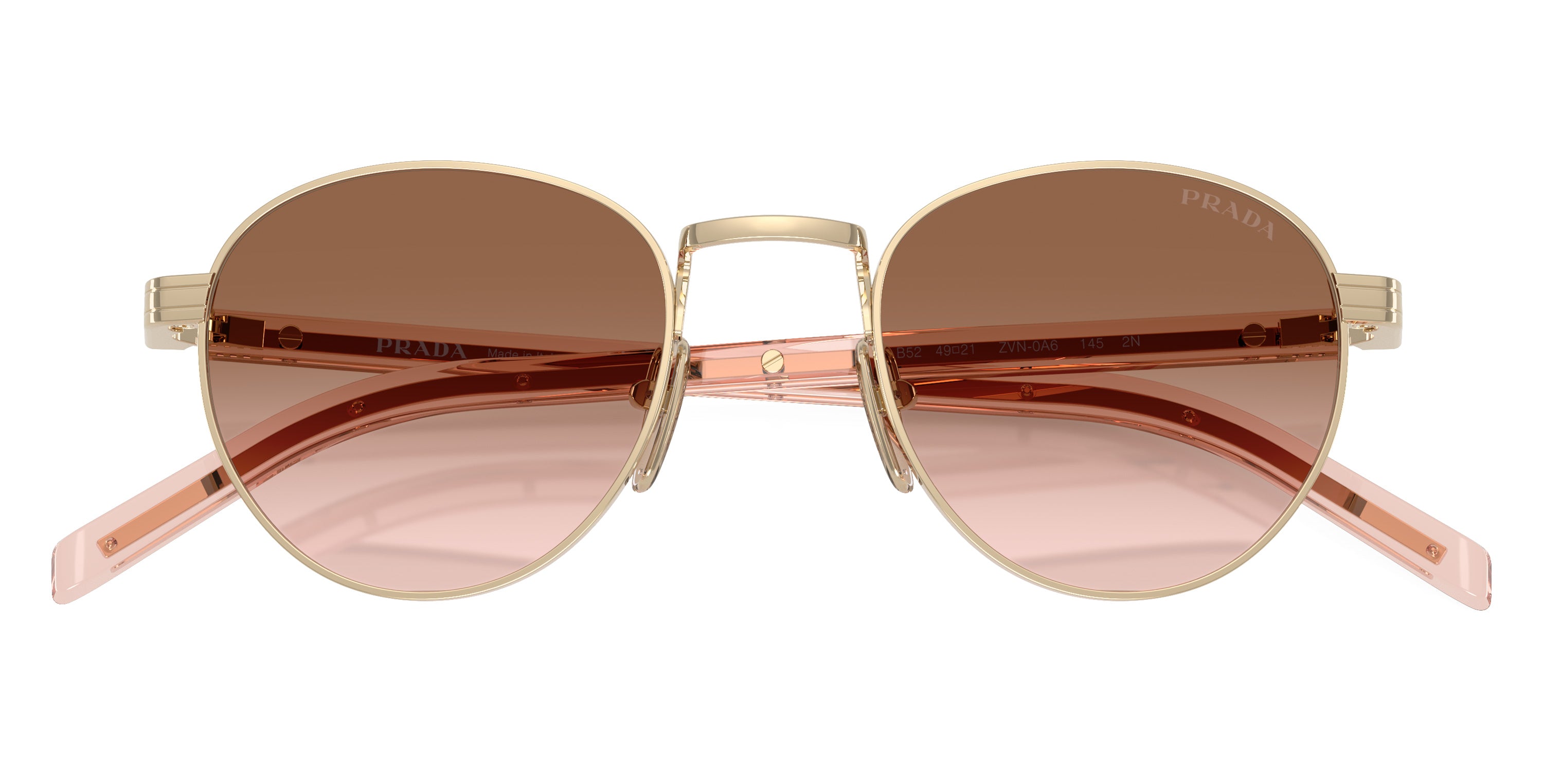 PRADA SUNGLASSES - PR B52S ZVN0A6 49 - Pale Gold/Transparent Peach Pink
