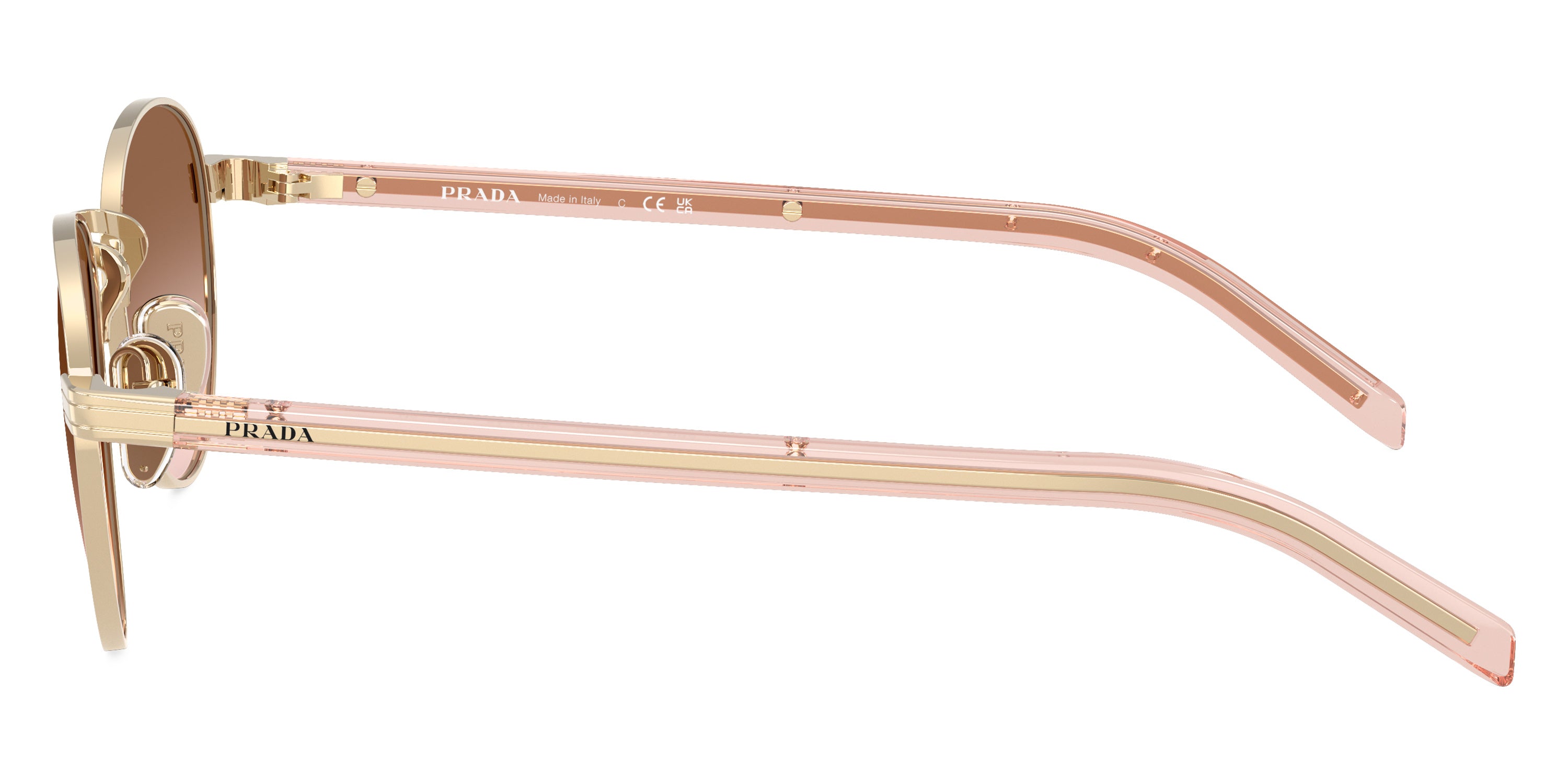 PRADA SUNGLASSES - PR B52S ZVN0A6 49 - Pale Gold/Transparent Peach Pink