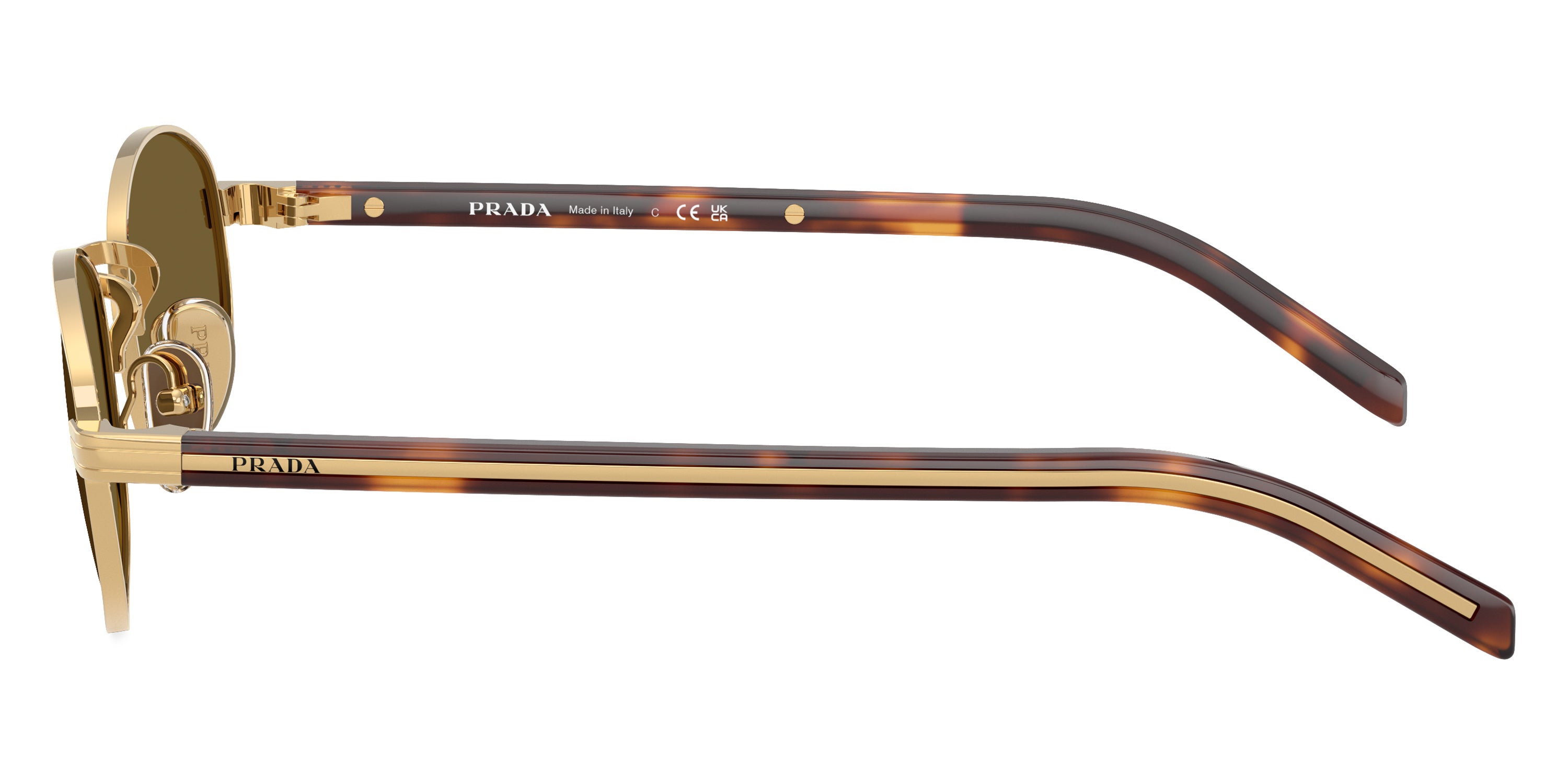【美品 付属品完備】PRADA sunglasses ベッコウ 柄 GOLD PRADA（プラダ） べっ甲柄 サングラス 茶 53□23 SPR05T VAN 9K1 本物