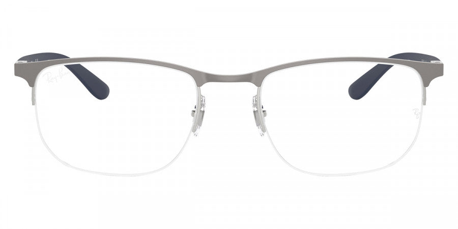 RAY-BAN EYEGLASSES - RX6513 2620 53 - Matte Gunmetal on Silver/Matte Dark Blue