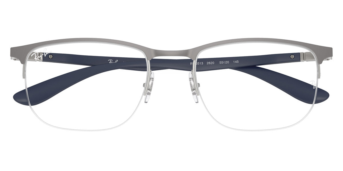 RAY-BAN EYEGLASSES - RX6513 2620 53 - Matte Gunmetal on Silver/Matte Dark Blue