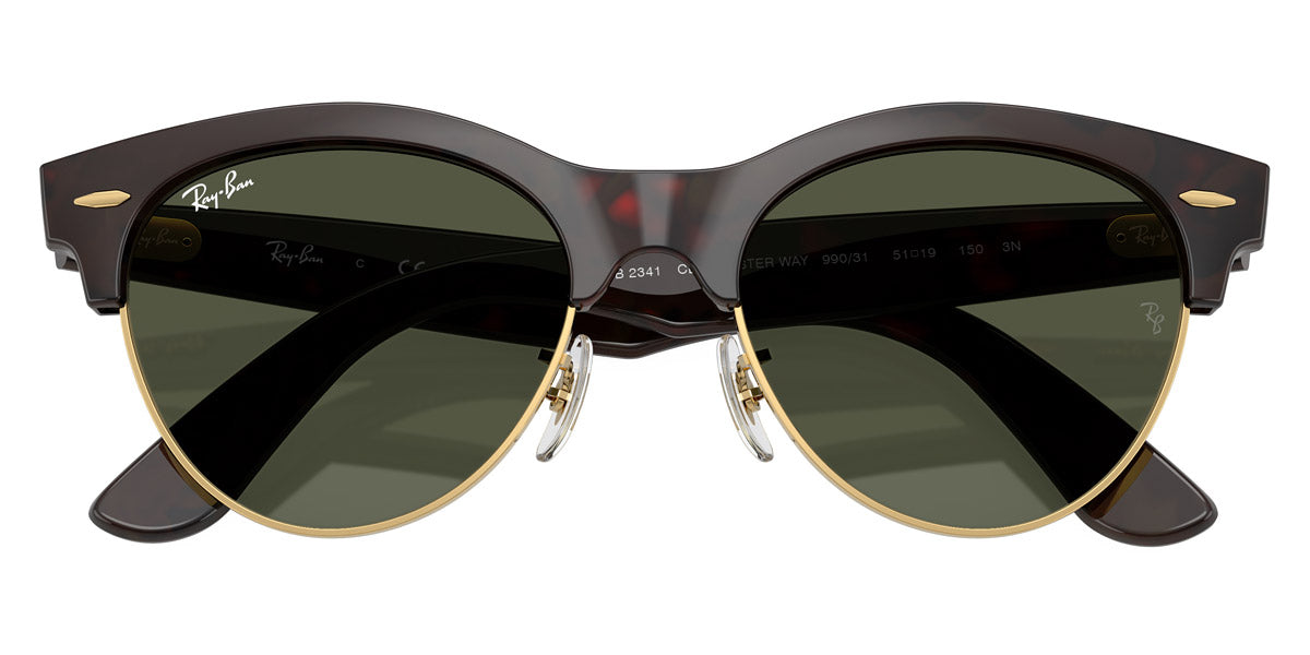 RAY-BAN SUNGLASSES CLUBMASTER WAY - RB2341 990/31 51 - Red Havana on Gold