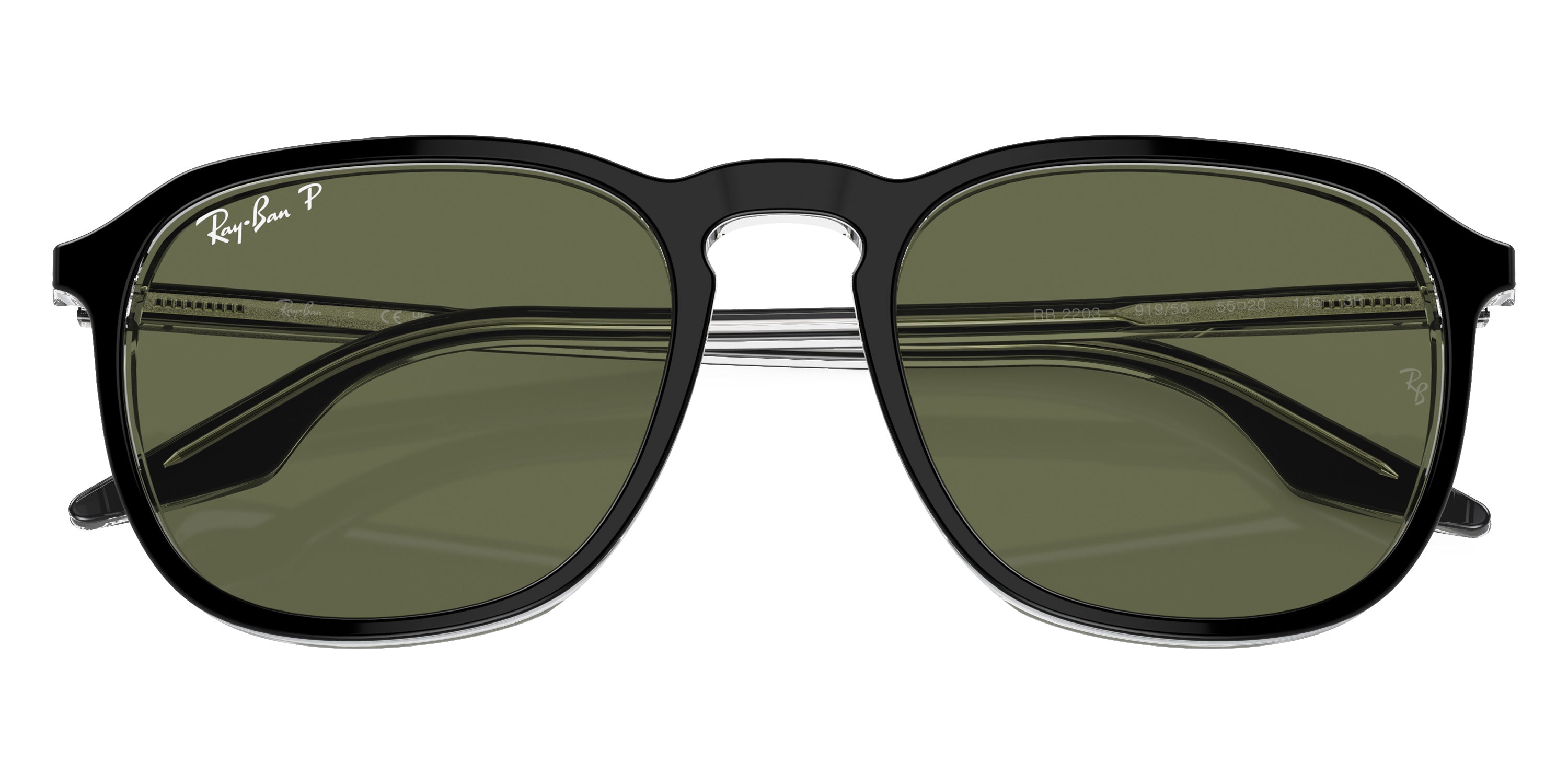 RAYBAN SUNGLASSES - RB2203 919/58 52 - Black on Transparent