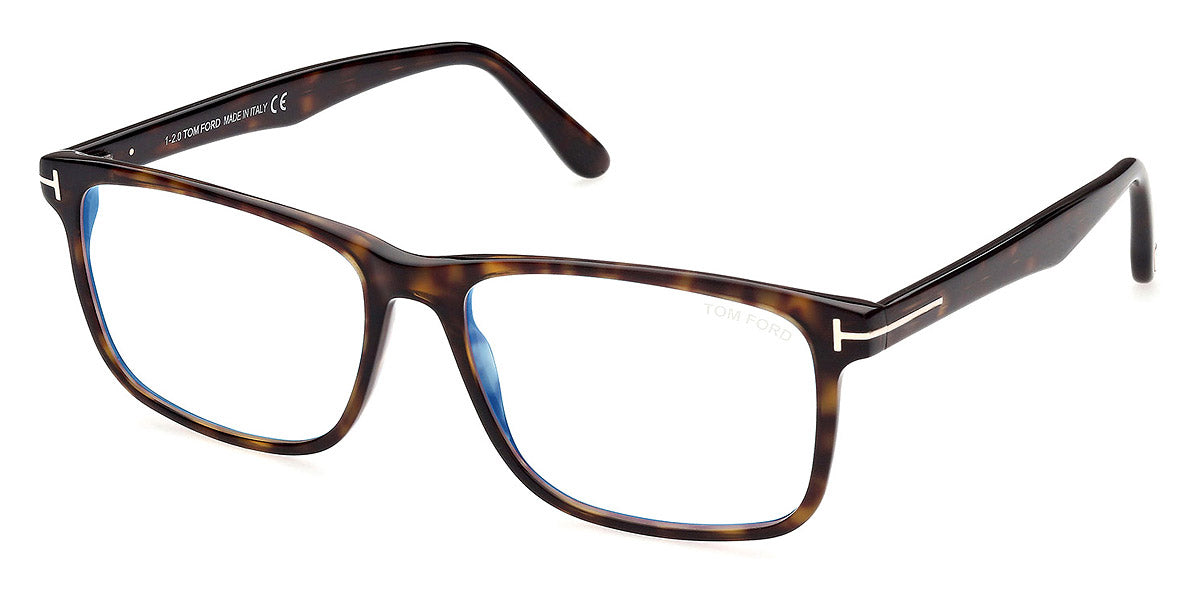 TOM FORD EYEGLASSES - FT5752-B 052 53 - Shiny Classic Dark Havana/T Logo