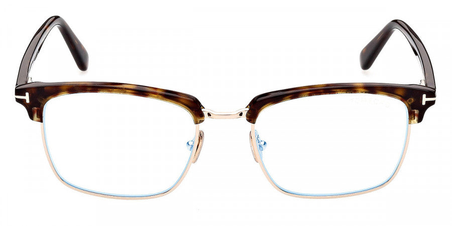 TOM FORD EYEGLASSES - FT5801-B 052 54 - Classic Dark Havana/Shiny Rose Gold/T Logo