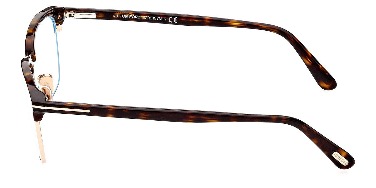 TOM FORD EYEGLASSES - FT5801-B 052 54 - Classic Dark Havana/Shiny Rose Gold/T Logo