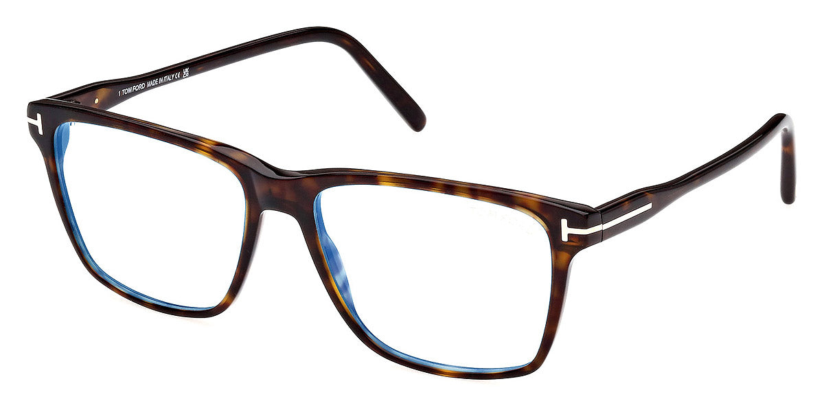 TOM FORD EYEGLASSES - FT5817-B 052 56 - Shiny Dark Havana/T Logo