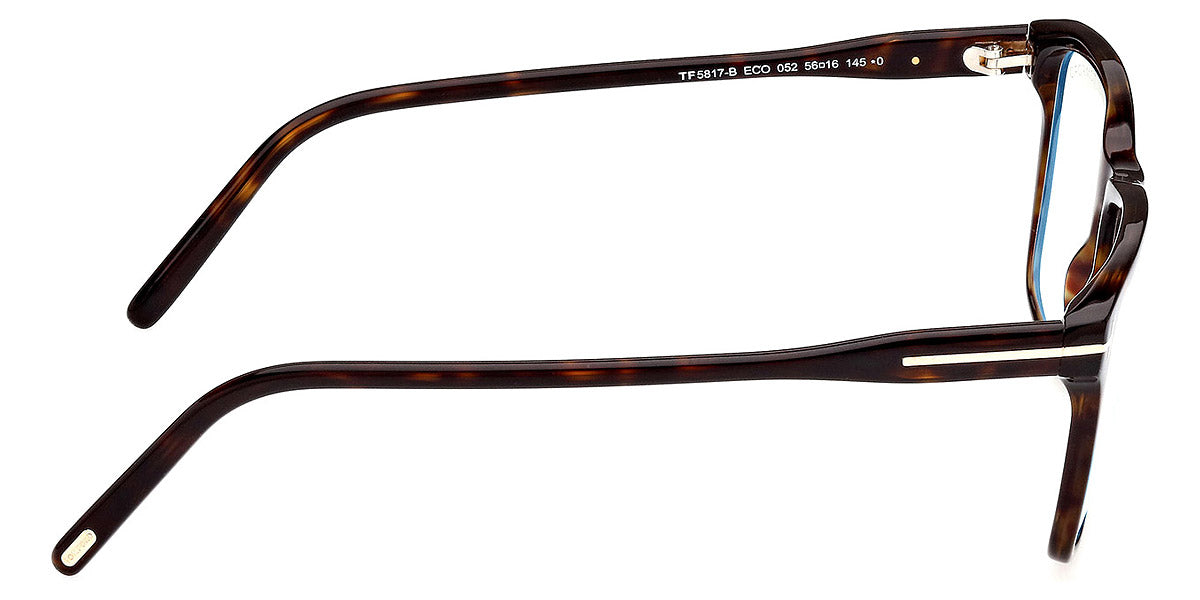 TOM FORD EYEGLASSES - FT5817-B 052 56 - Shiny Dark Havana/T Logo