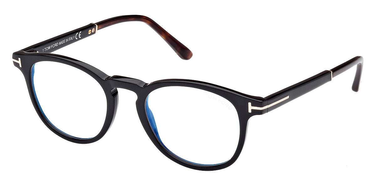 TOM FORD EYEGLASSES - FT5891-B 005 49 - Shiny Black/Shiny Rose Gold/T Logo