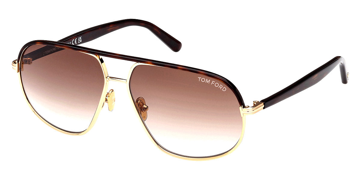 TOM FORD SUNGLASSES MAXWELL - FT1019 30F 59 - Shiny Deep Gold/Shiny Dark Havana/T Logo