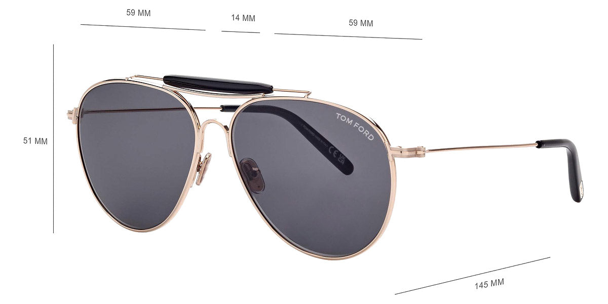 TOM FORD SUNGLASSES RAPHAEL - FT0995 02 28A 59 - Shiny Rose Gold/T Logo