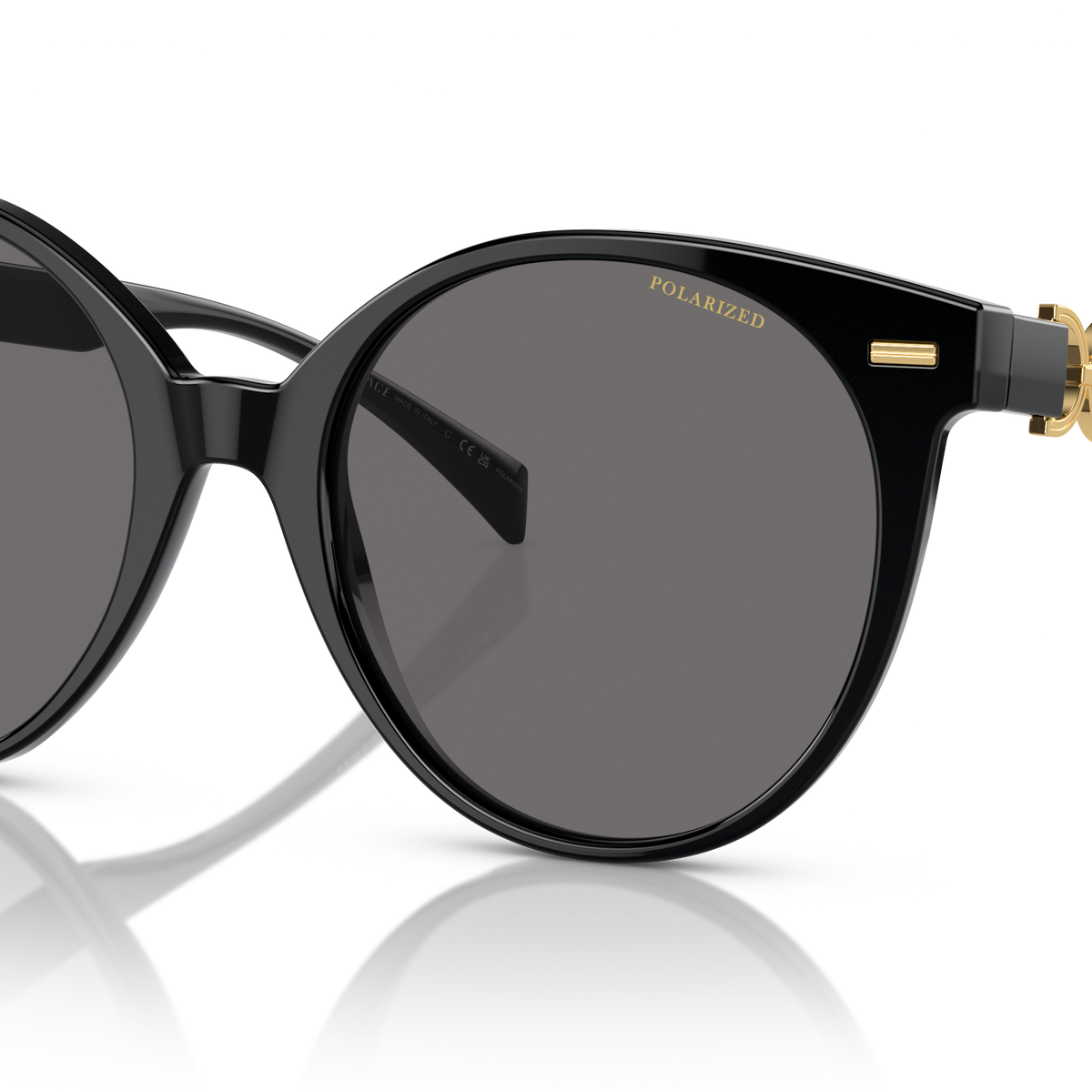 New Versace VE4442 GB1/81 Polarized Black Round Sunglasses Versace VE 4442 GB1/87 Black Acetate Round Sunglasses Dark  main image 2
